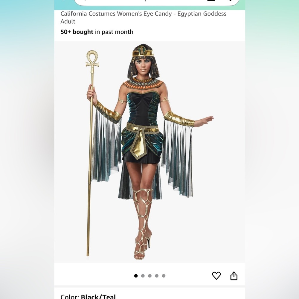California Costumes Egyptian Goddess Outfit in Black and Gold